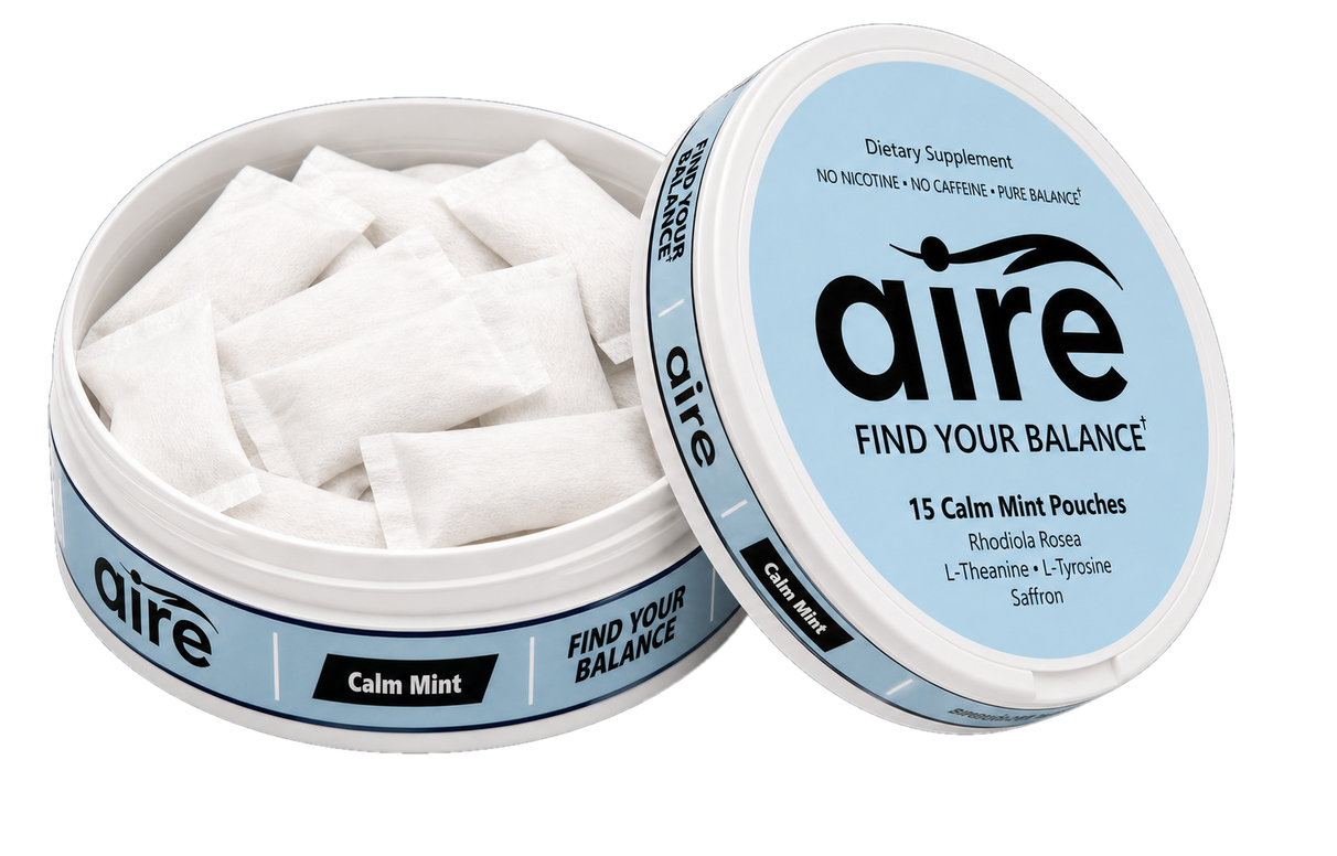 Aire tin open showing pouches